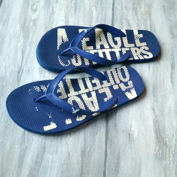 American Eagle Outfitters Blue Icon Logo Flip Flop Rubber Thong Sandal 10/11COPY - Picture 4 of 14